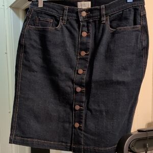 LOFT Dark Denim Midi Skirt